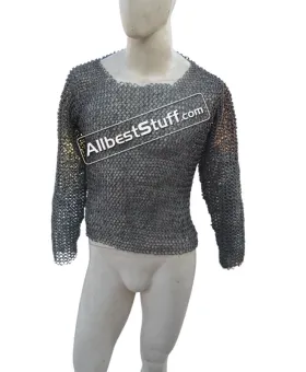 Round Riveted Aluminum T-Shirt Front Closed Full Sleeve Chest 40